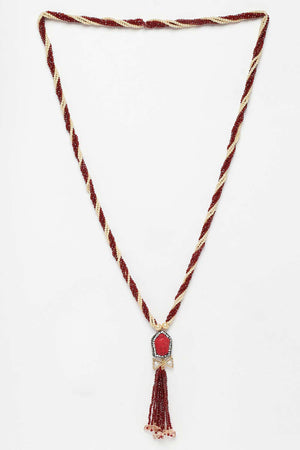 Red And Pink Gold-Plated Kundan And American Diamonds Bead Necklaces