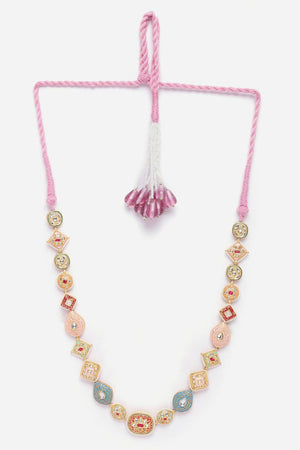 Red And Pink Haar Necklace With Kundan And Pearls