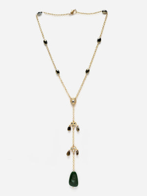 Green And Black Haar Necklace With Kundan And American Diamonds