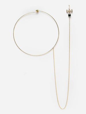 Black And Gold Haar Necklace With American Diamonds And Pearls