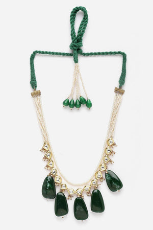 Green And Gold Haar Necklace Kundan And Pearls