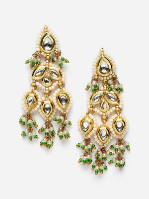 Green And Gold Necklace With Earring Jeweler Set With Kundan And American Diamonds
