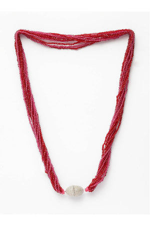 Women's Sterling Silver Necklace In Red