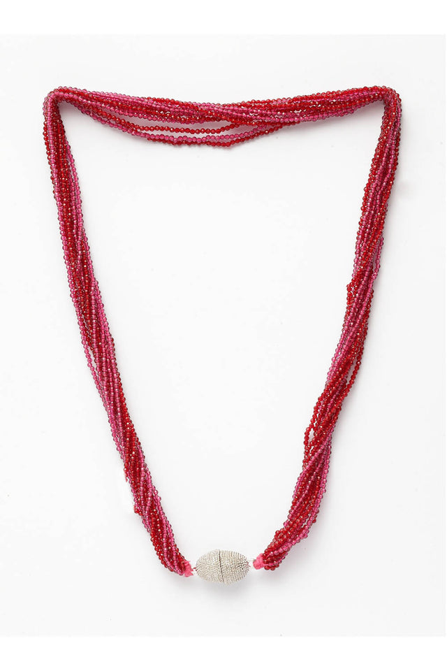 Women's Sterling Silver Necklace In Red