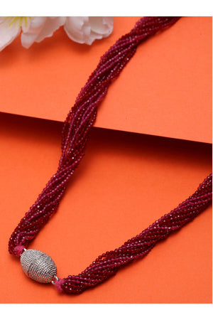 Women's Sterling Silver Necklace In Red