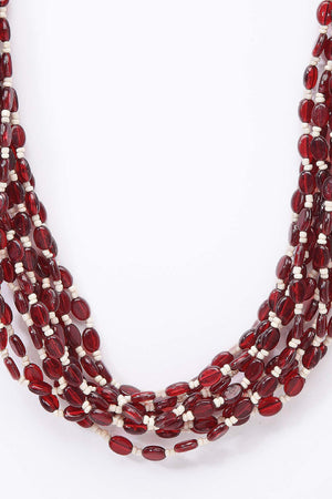Buy Women's Copper Bead Necklaces in Red Online - Side