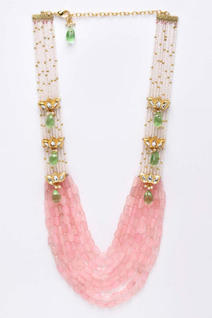Multicolor Gold-Plated Kundan And Pearls Necklace
