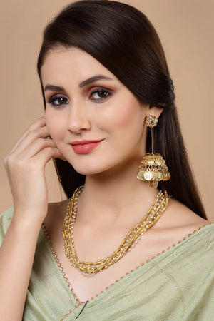 Gold And White Gold-Plated Pearls And Natural Stones Necklace Chains