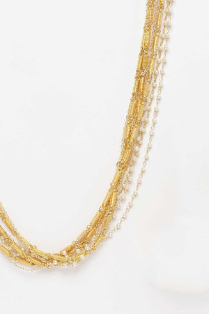 Gold And White Gold-Plated Pearls And Natural Stones Necklace Chains