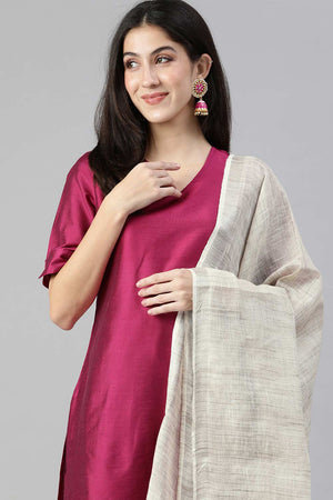 Cream Silk Blend Bhagalpuri Handloom Causal Dupatta