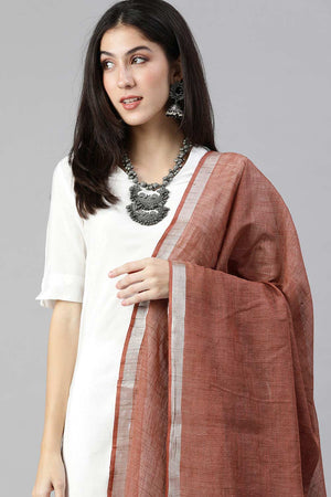 Brown Silk Blend Bhagalpuri Handloom Causal Dupatta