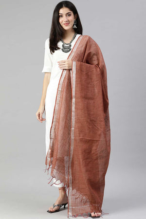 Brown Silk Blend Bhagalpuri Handloom Causal Dupatta