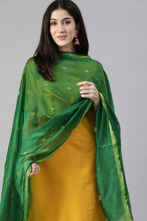 Green Silk Blend Bhagalpuri Handloom Causal Dupatta