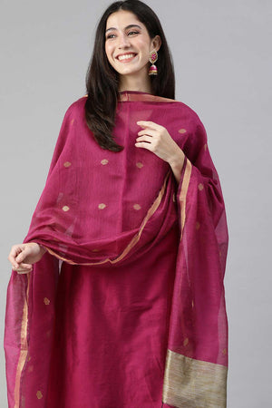 Magenta Silk Blend Bhagalpuri Handloom Causal Dupatta