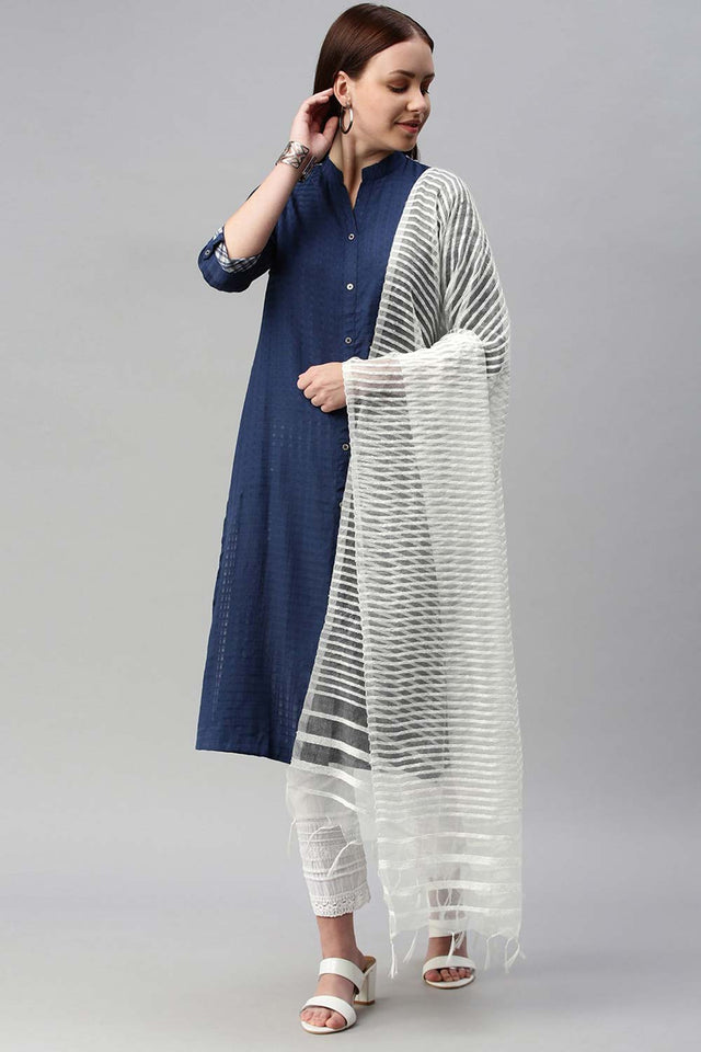 Buy Organza Woven Dupatta in White Online - Back