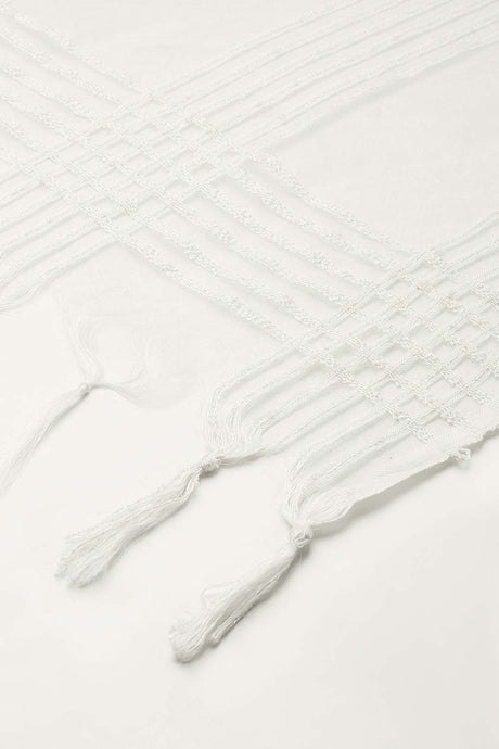 Buy Art Silk Woven Dupatta in White Online - Front