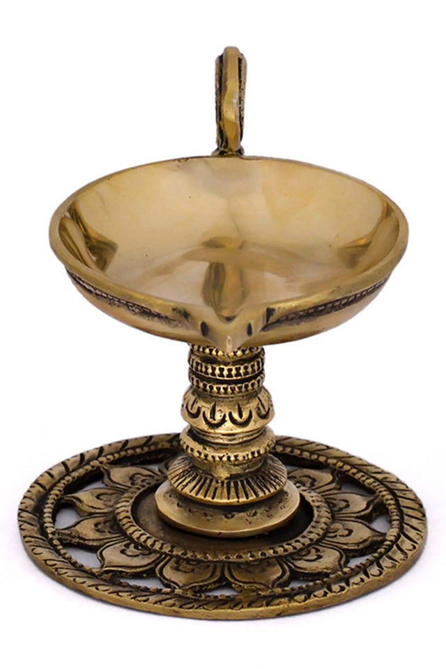 Brass Pooja Diya Oil Lamp (Set Of 2) (EK1061)