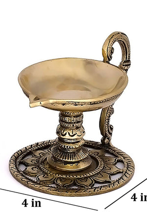 Brass Pooja Diya Oil Lamp (Set Of 2) (EK1061)