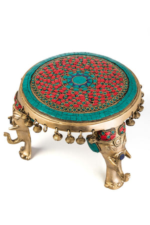 Brass Round Elephant Chowki Ghungroo