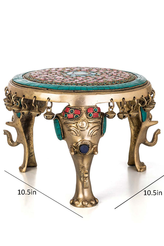 Brass Round Elephant Chowki Ghungroo