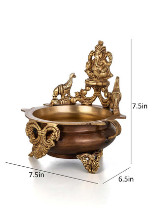 Brass Lord Ganesha Urli Bowl Home Decor