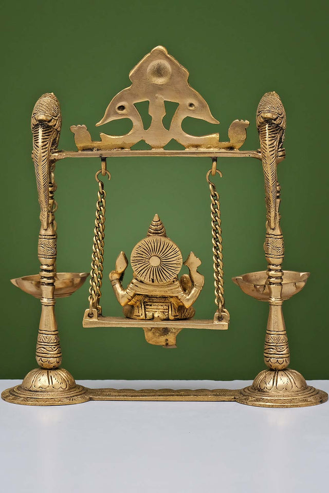 Brass Ganesh Swing With Diya