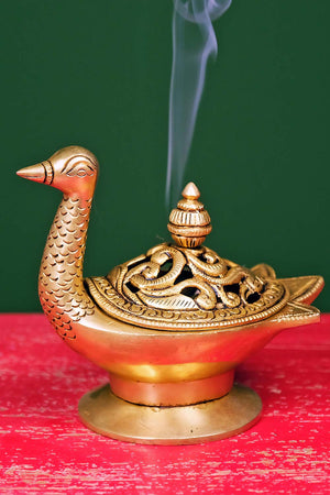 Brass Swan Dhoop Burner, Incense Holder