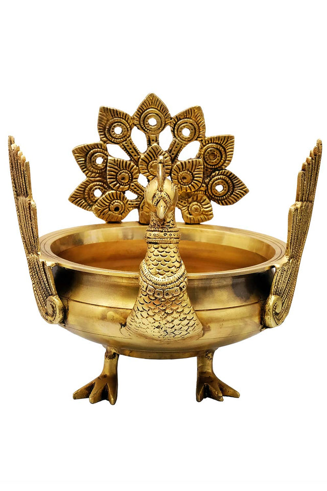 Brass Peacock Urli Water Bowl