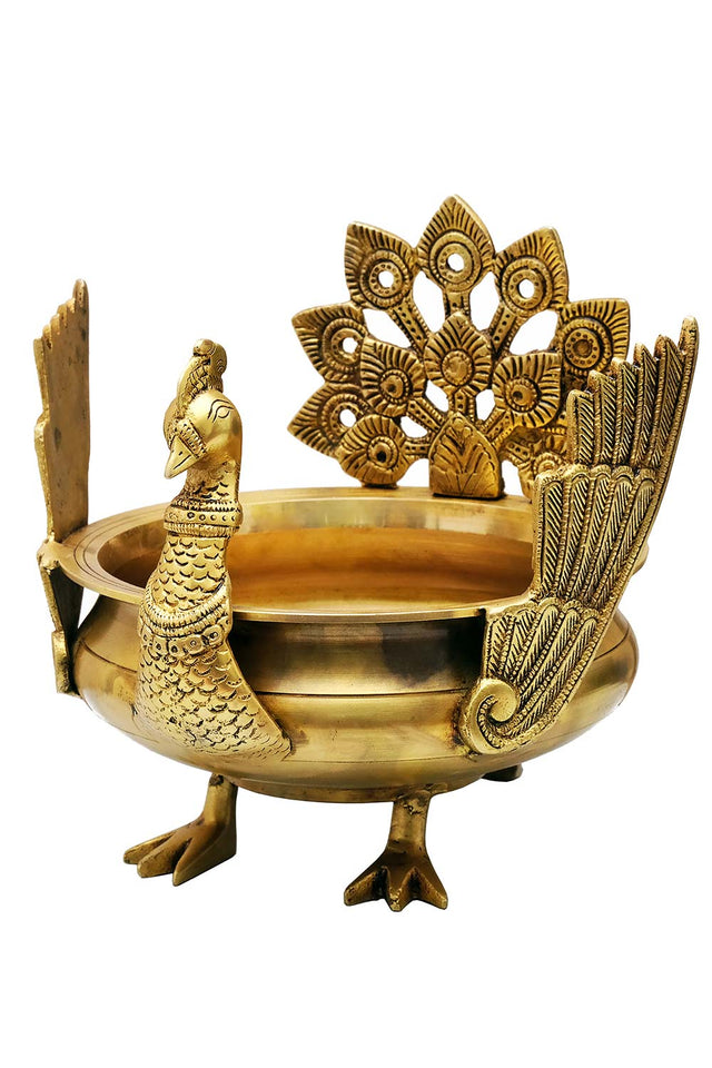 Brass Peacock Urli Water Bowl