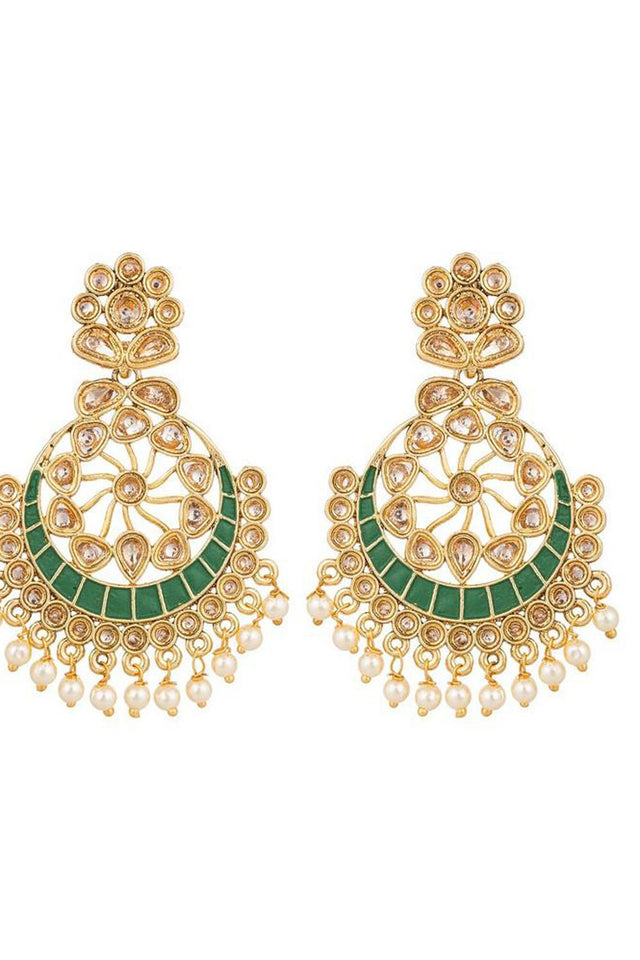 Buy Women's Alloys Earring in Gold and Green Online