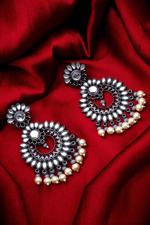 Buy  Luxor Women's Oxidized Silver Chandelier Earrings in Silver Online