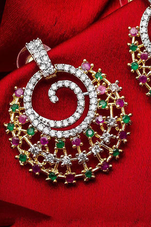 Women's Alloy Chandelier Earrings In Red And Green
