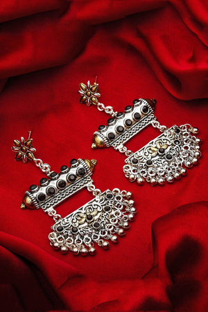 Women's Oxidized Alloy Large Dangle Earrings In Silver