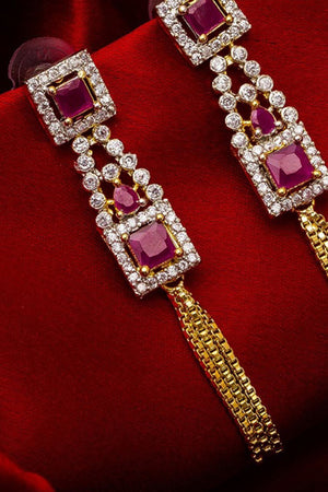 Shop Alloy Drop Earrings For in White and Pink At KarmaPlace