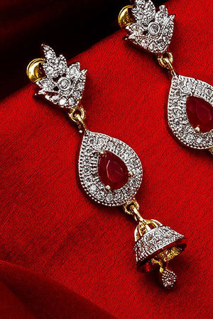 Women's Alloy Drop Earrings In Gold And Pink