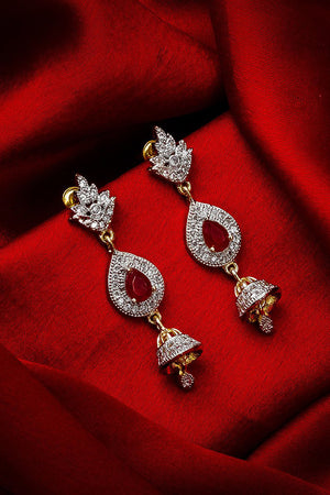 Women's Alloy Drop Earrings In Gold And Pink