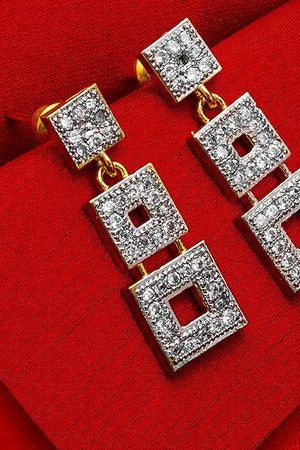 Women's Alloy Drop Earrings In Gold And Silver