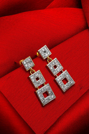 Women's Alloy Drop Earrings In Gold And Silver