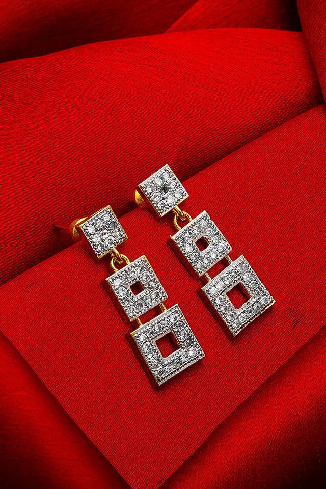 Women's Alloy Drop Earrings In Gold And Silver