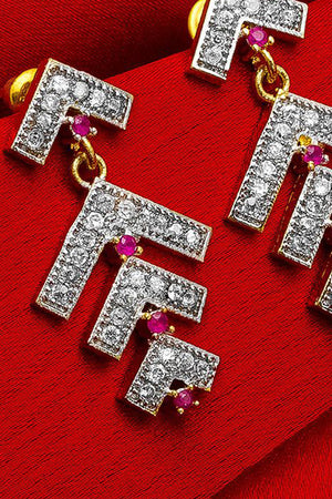 Shop Alloy Drop Earrings For Women's in Silver and Pink At KarmaPlace