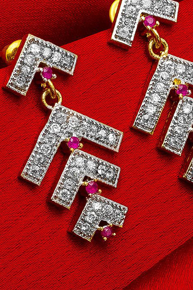 Shop Alloy Drop Earrings For Women's in Silver and Pink At KarmaPlace