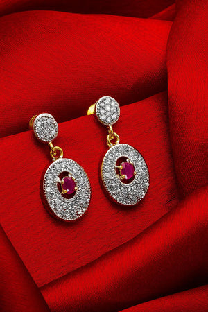 Women's Alloy Drop Earrings In Silver And Pink