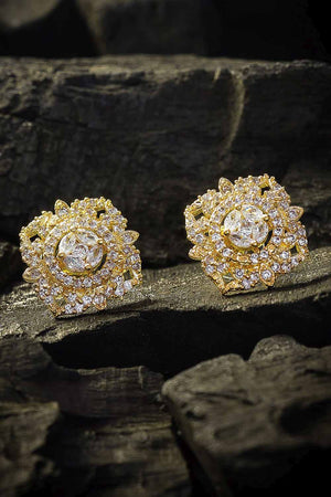 Buy Women's Alloy Stud Earrings in Gold and White