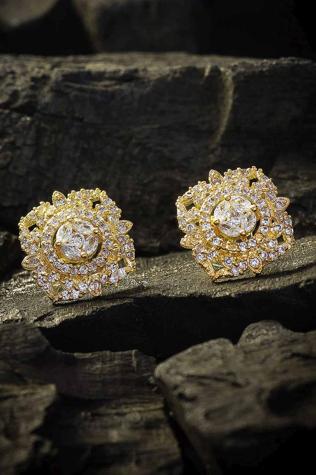 Buy Women's Alloy Stud Earrings in Gold and White