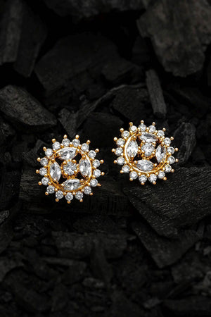 Buy Women's Alloy Stud Earrings in Gold and White