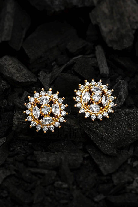 Buy Women's Alloy Stud Earrings in Gold and White