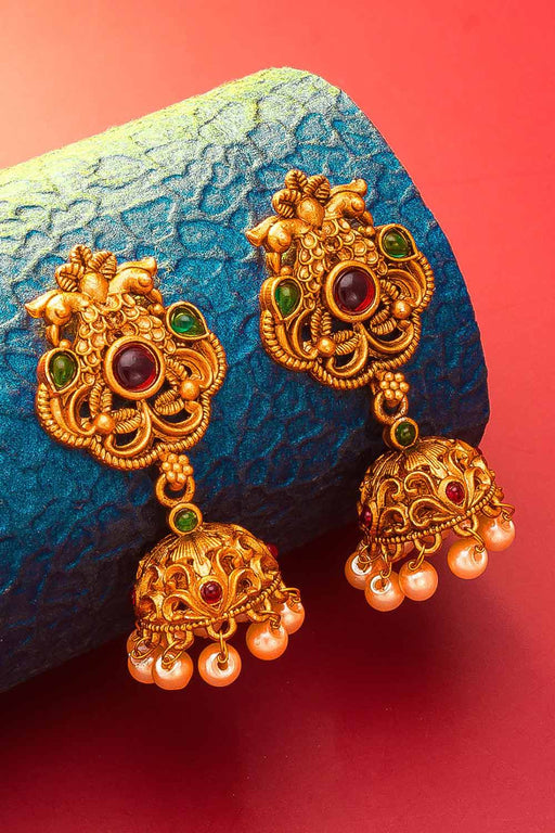 Buy Gold Plated Brass Beautiful layered Bridal/Wedding/Parties Jhumka  Earrings for Women (Golden) at Amazon.in