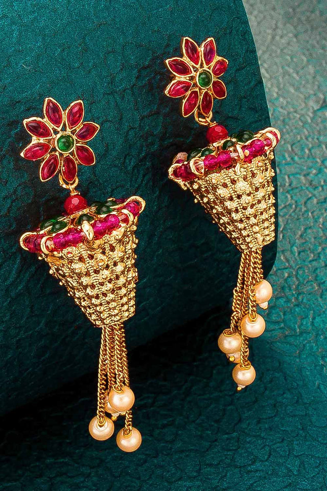 Buy Women's Alloy Jhumka Earrings in Gold