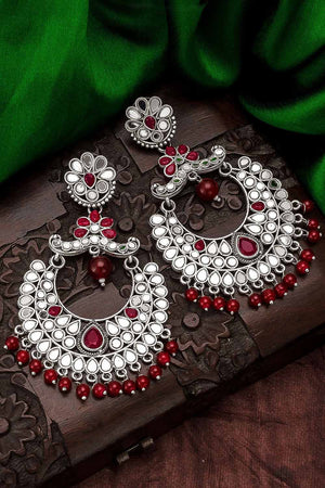 Buy Women's Oxidized Chandbali Earrings In Silver