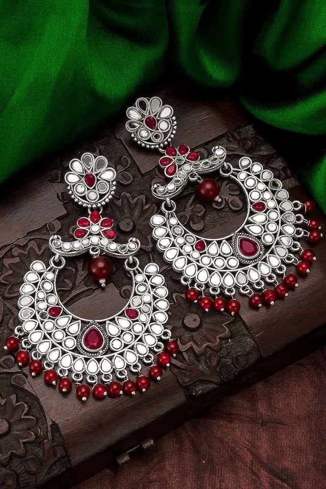 Buy Women's Oxidized Chandbali Earrings In Silver